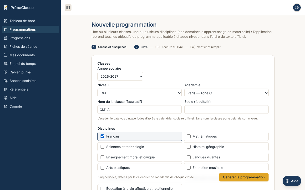 Le formulaire de création