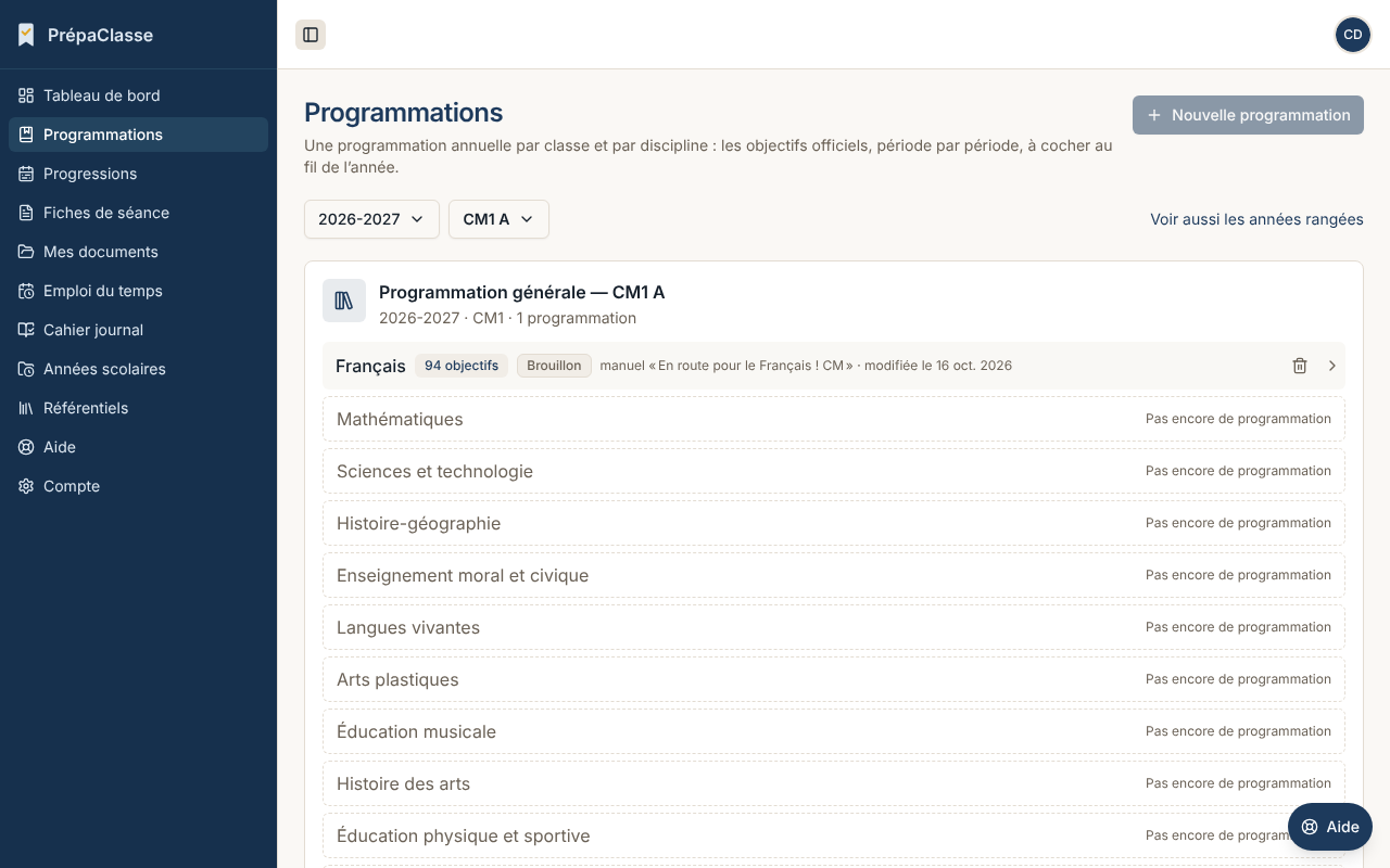 La programmation générale d’une classe